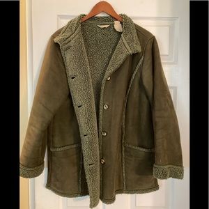 Womens LL Bean Faux Suede Sherpa coat - medium